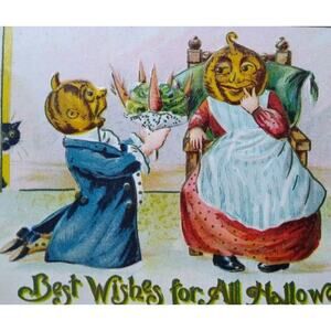 Halloween Postcard Gottschalk Human Faces Fantasy Goblins Fort Wayne IND 1911